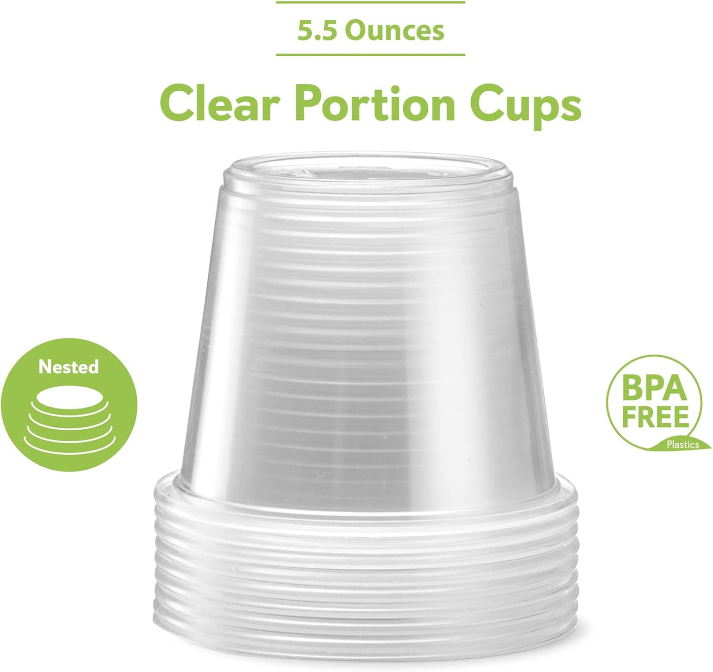 {5 oz,200 Cups} Clear Diposable Plastic Portion Cups No Lids, Small Mini Containers For Portion Controll, Jello Shots, Meal Prep, Sauce Cups, Slime, Crafts, Disposable Souffle Cups & Much more