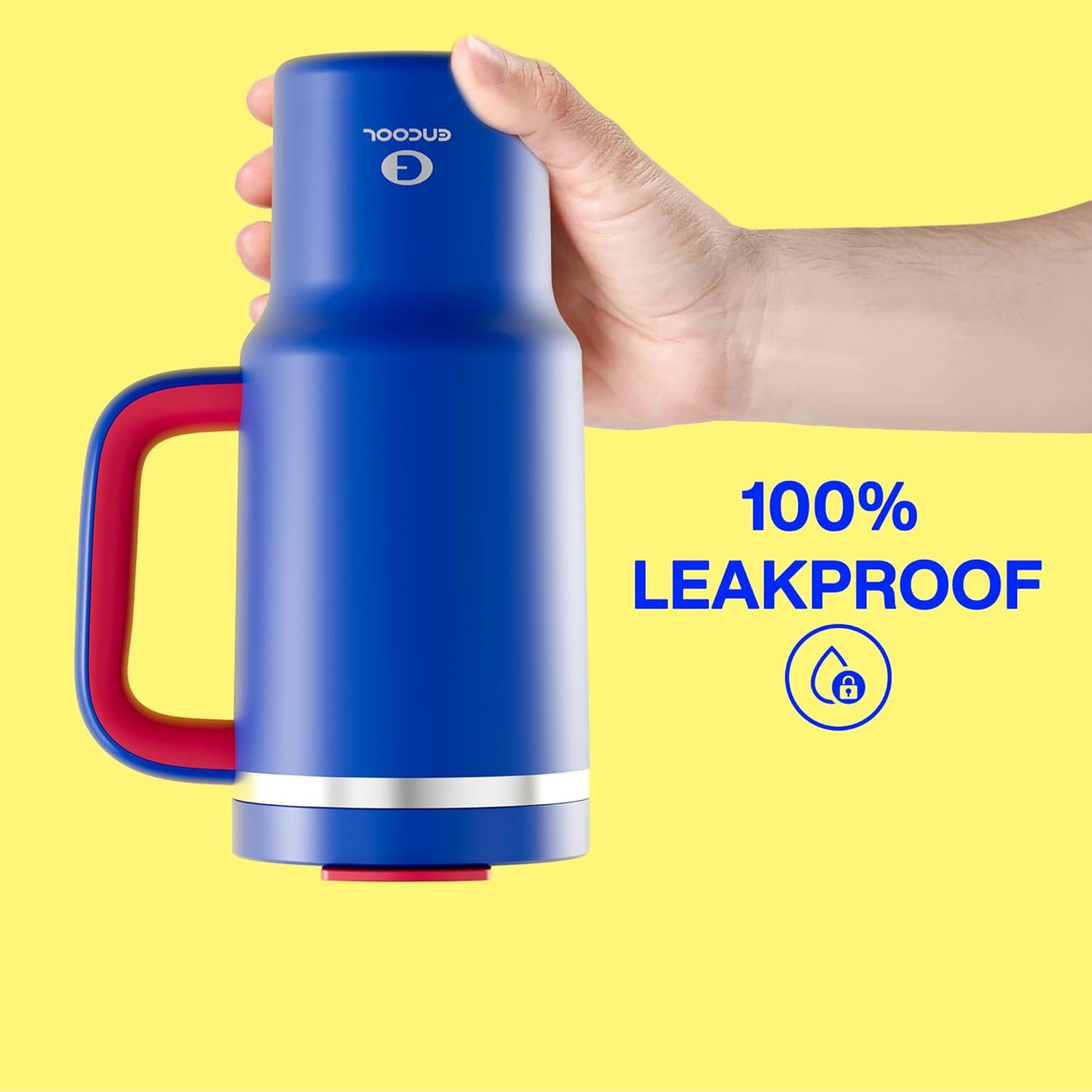 32 oz Tumbler with Handle and Straw: Stainless Steel Insulated Tumbler Keeps Cold for 24 Hours, Leakproof Travel Cup Fits in Cup Holder and BPA-Free,Beaucoup Blue