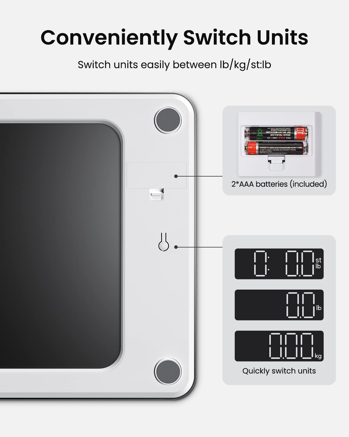 RENPHO Digital Bathroom Scale, Highly Accurate Core 1S Body Weight Scale with Lighted LED Display, Round Corner Design(11"/280mm, Black)