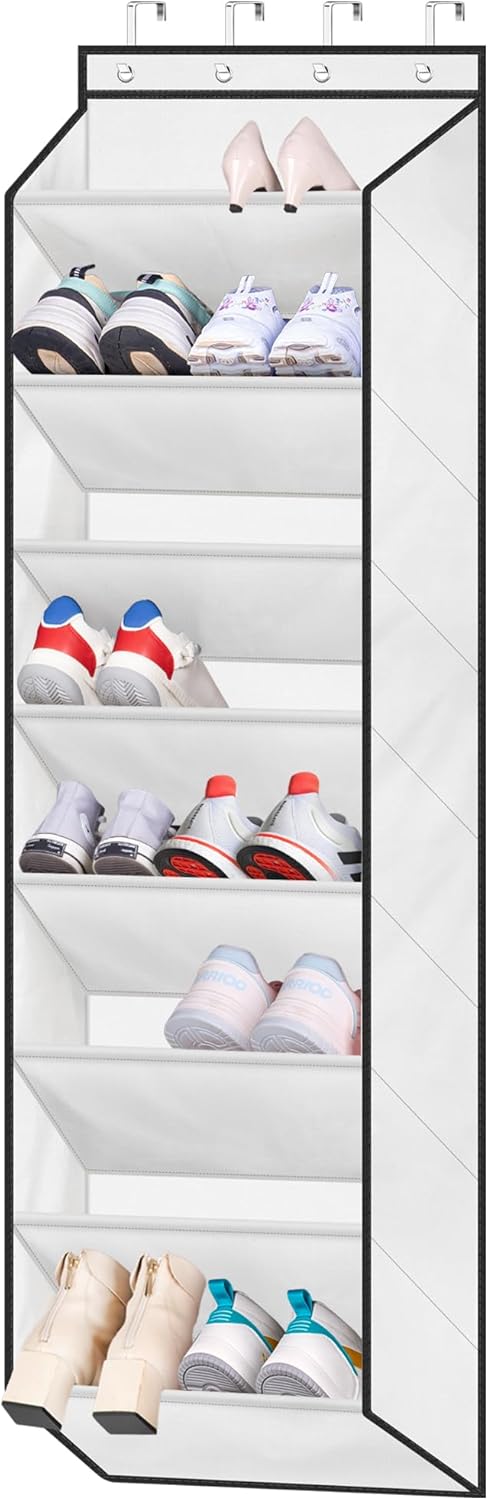 SLEEPING LAMB Over The Door Shoe Organizer for Closet, Kids Sneaker Storage for Hanging Shoe Rack for Door with Large Deep Pockets for Toddler, Girl, Baby Room Decor, White