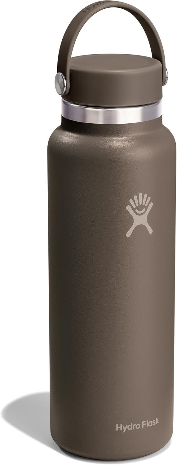 Hydro Flask Water Bottle - Insulated Stainless Steel - Wide Mouth Flex Lid, Non Spill, Leakproof and Refillable in 40 Oz Sandpiper