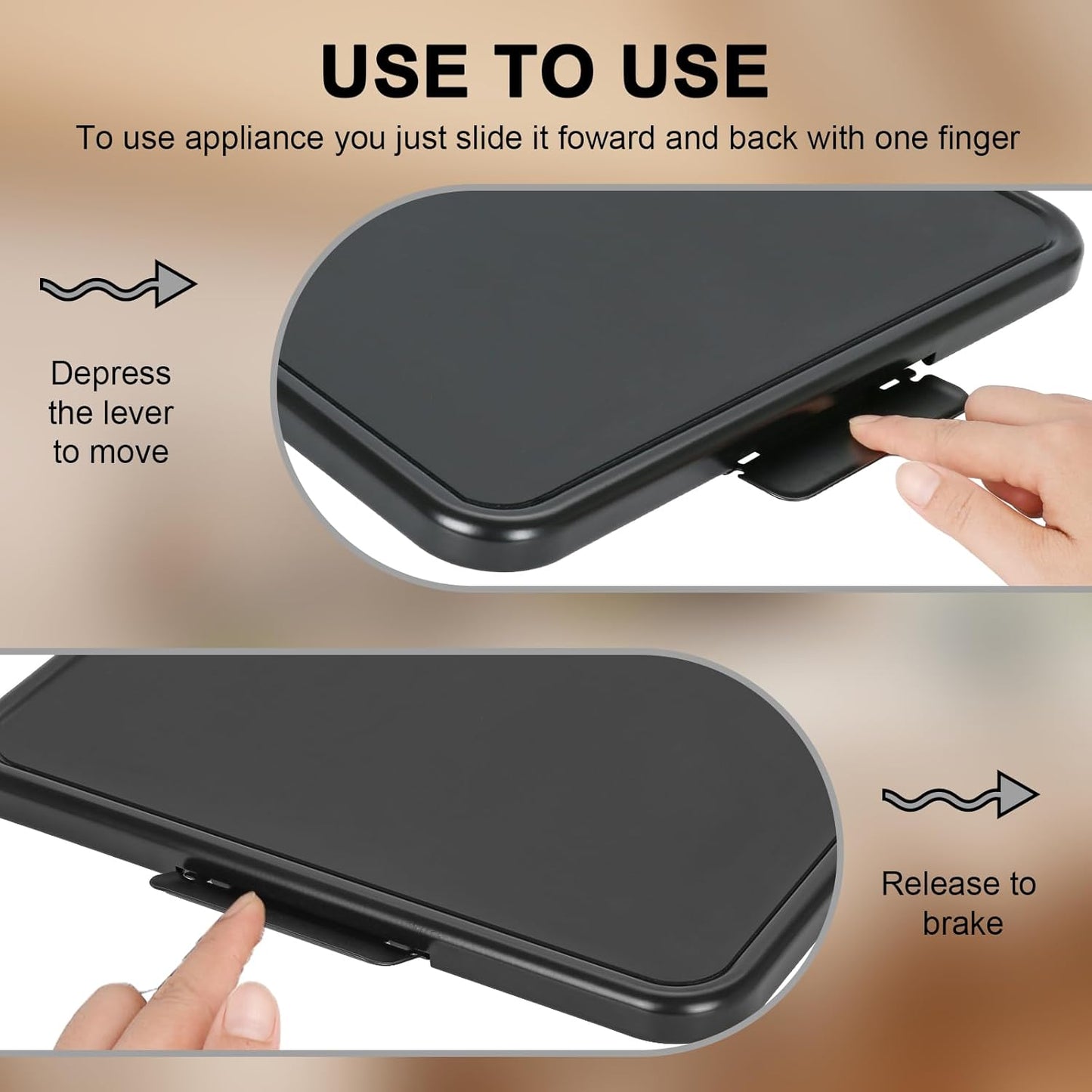 Kitchen Appliance Sliding Tray - Coffee Maker Slider with Rolling Wheels Under Cabinet Countertop Storage Organizer Moving Caddy Extra Wide for KitchenAid Stand Mixer Air Fryer Toaster Blender