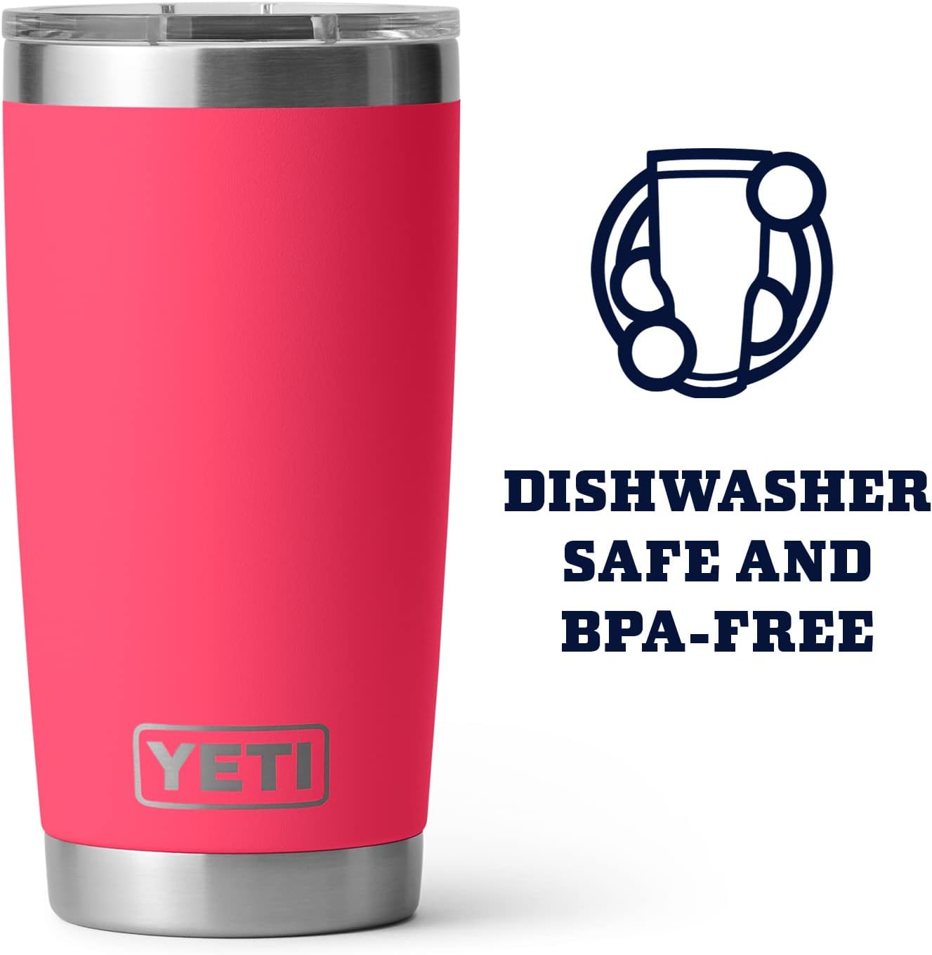 YETI Rambler 20 oz Tumbler Retired Color, Stainless Steel, Vacuum Insulated with MagSlider Lid, Bimini Pink