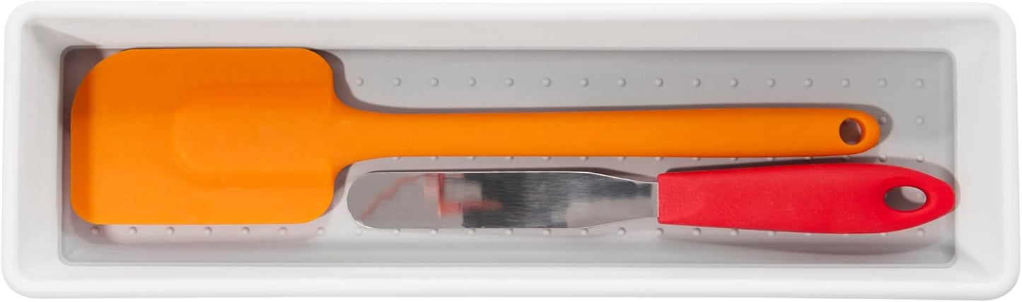 madesmart Antimicrobial Classic 12 x 3 Bin, Drawer Organizer, Multi-Purpose Home Organization, EPA Certified, White