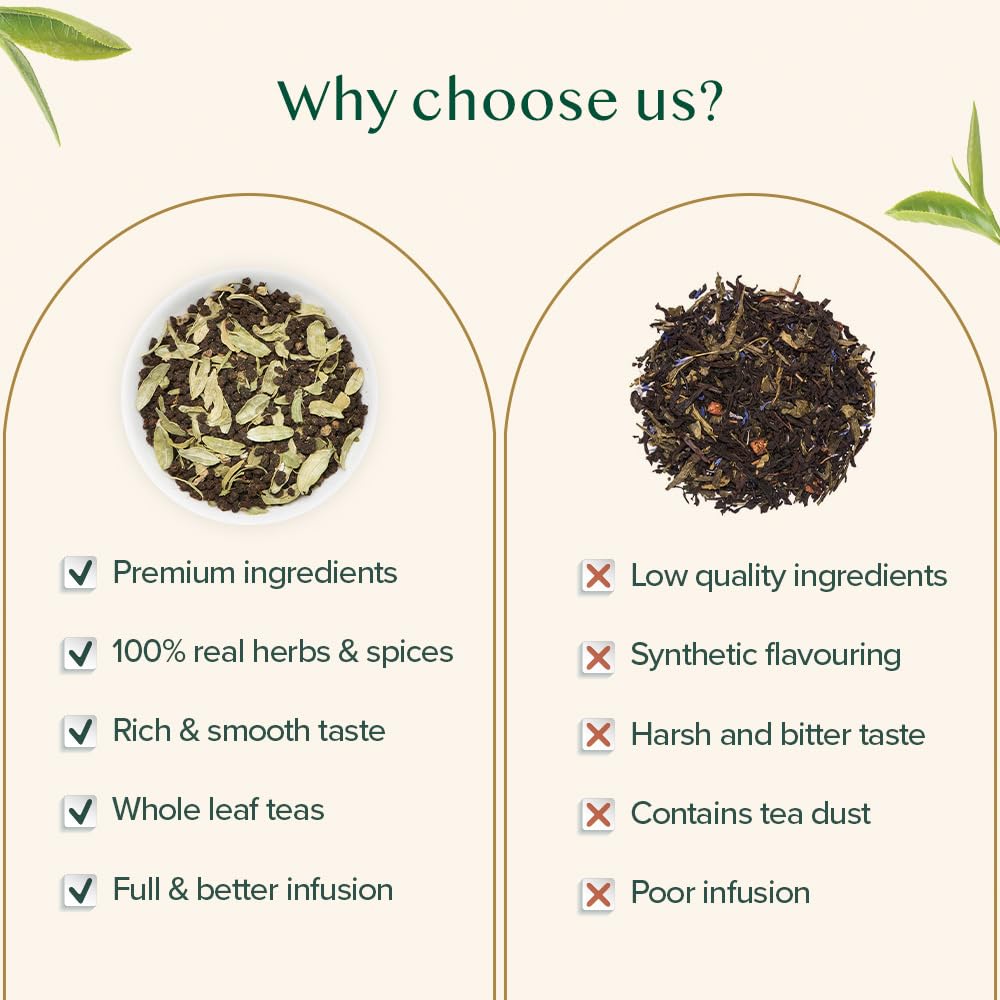 VAHDAM, Cardamom Chai Tea Loose Leaf (50 Cups,3.53 oz)  India's Traditional Cardamom Tea | Spiced Chai Tea | Brew Hot, Iced Or Chai Latte/Masala Chai | Whole Loose-Leaf, Vacuum Sealed