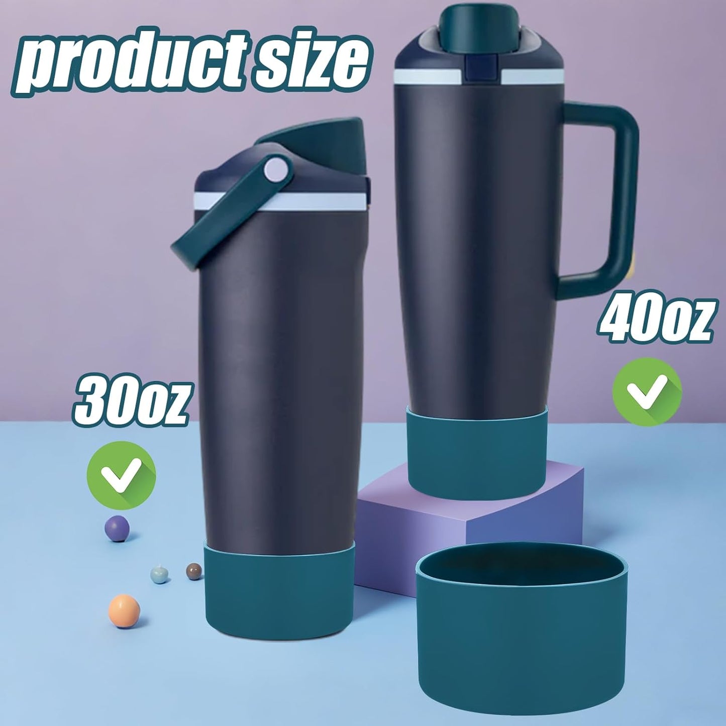 Mity rain 2PCS Protective Silicone Boots for Owala 30oz & 40oz FreeSip Sway Bottles & Tumblers - Accessories for owala, Enhances Stability & Prevents Scratches (Dark Cyan-Blue)