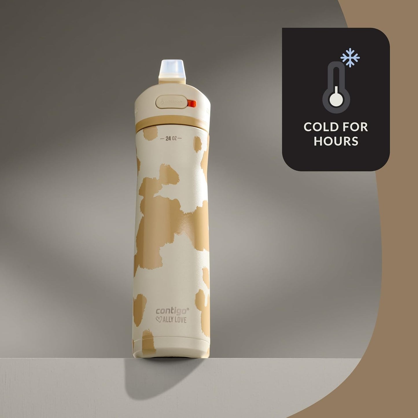 Contigo x Ally Love Jackson Chill 2.0, Stainless Steel, Spill Proof Water Bottle with AutoPop Lid, BPA Free, 24oz, Oatmilk