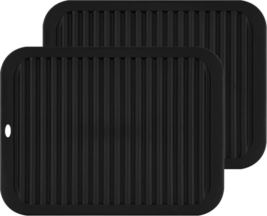 Smithcraft Silicone Hot Pads for Kitchen, Trivets for Hot Pots and Pans, Multi-Purpose Trivets for Quartz Countertops, Non Slip Trivet Mat, Silicone Mats for Kitchen Counter Pot Holders Set 2 Black