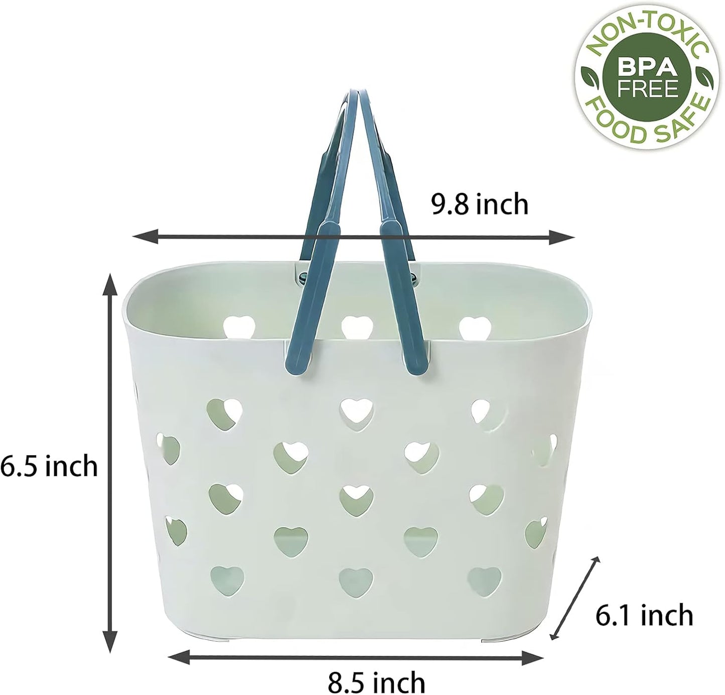 Anyoifax Portable Shower Caddy Tote Plastic Storage Basket with Handle Box Organizer Bin for Bathroom, Pantry, Kitchen, College Dorm, Garage - Green