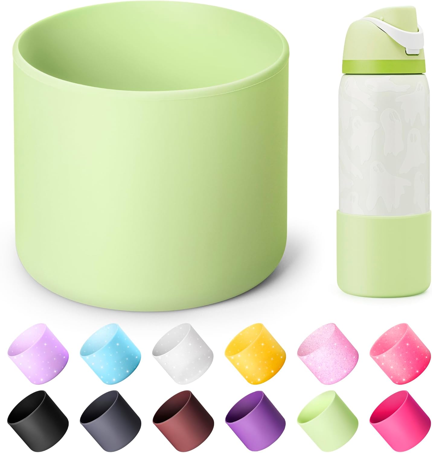 Silicone Boot for Owala 32 oz Water Bottle, Anti-Slip Protective Sleeve, Boot Bottom Base (Green)