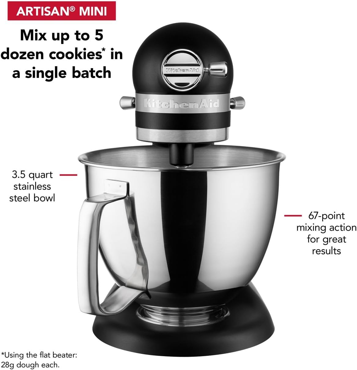 KitchenAid Artisan Mini 3.5 Quart Tilt-Head Stand Mixer - KSM3316X - Black Matte