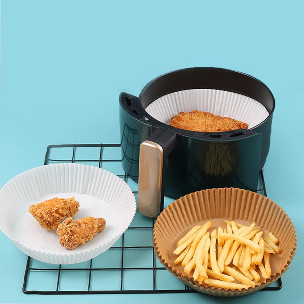 10 Inch Disposable Air Fryer Paper Liners:100 pcs Large Parchment Paper, Oilproof Non-Stick Food Grade Airfryer Liners for Baking Roasting, Microwave Safe