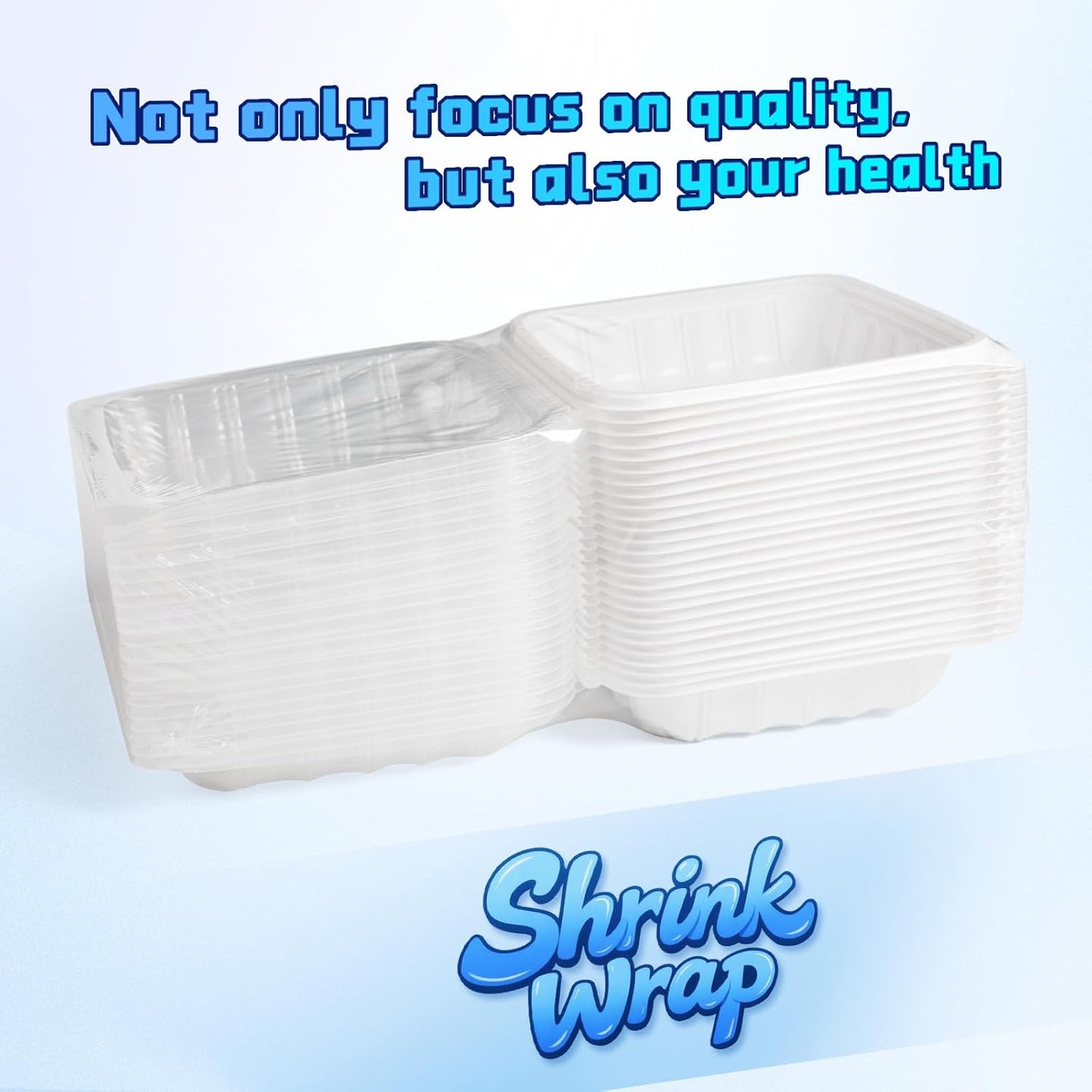 YANGRUI Takeout Containers 8 Inch 34 oz 25 Pack - Reusable Anti Fog Crystal Lid Technology Shrink Wrap To Go Box | BPA Free PP Plastic Freezer & Microwave Safe | White Restaurant Grade Food Container