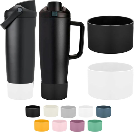 Mity rain 2PCS Protective Silicone Boots for Owala 30oz & 40oz FreeSip Sway Bottles & Tumblers - Accessories for owala, Enhances Stability & Prevents Scratches (Black & White)