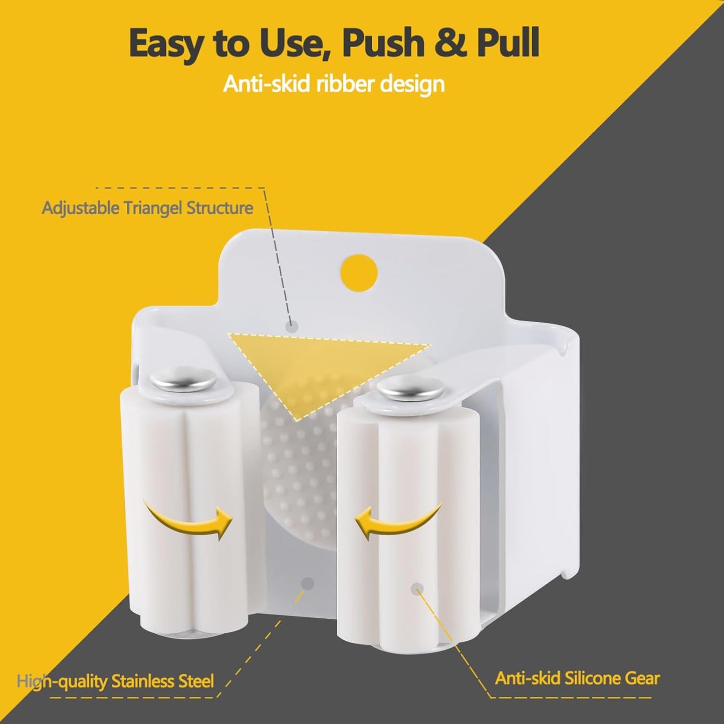 Verdenu 25 Pack Broom Holder Wall Mount, Mop and Broom Holder Wall Mount, Stainless Steel Command Mop Holder with Screws, Garden Tool Storage Organizer for Kitchen, Home, Bathroom, Garage, White