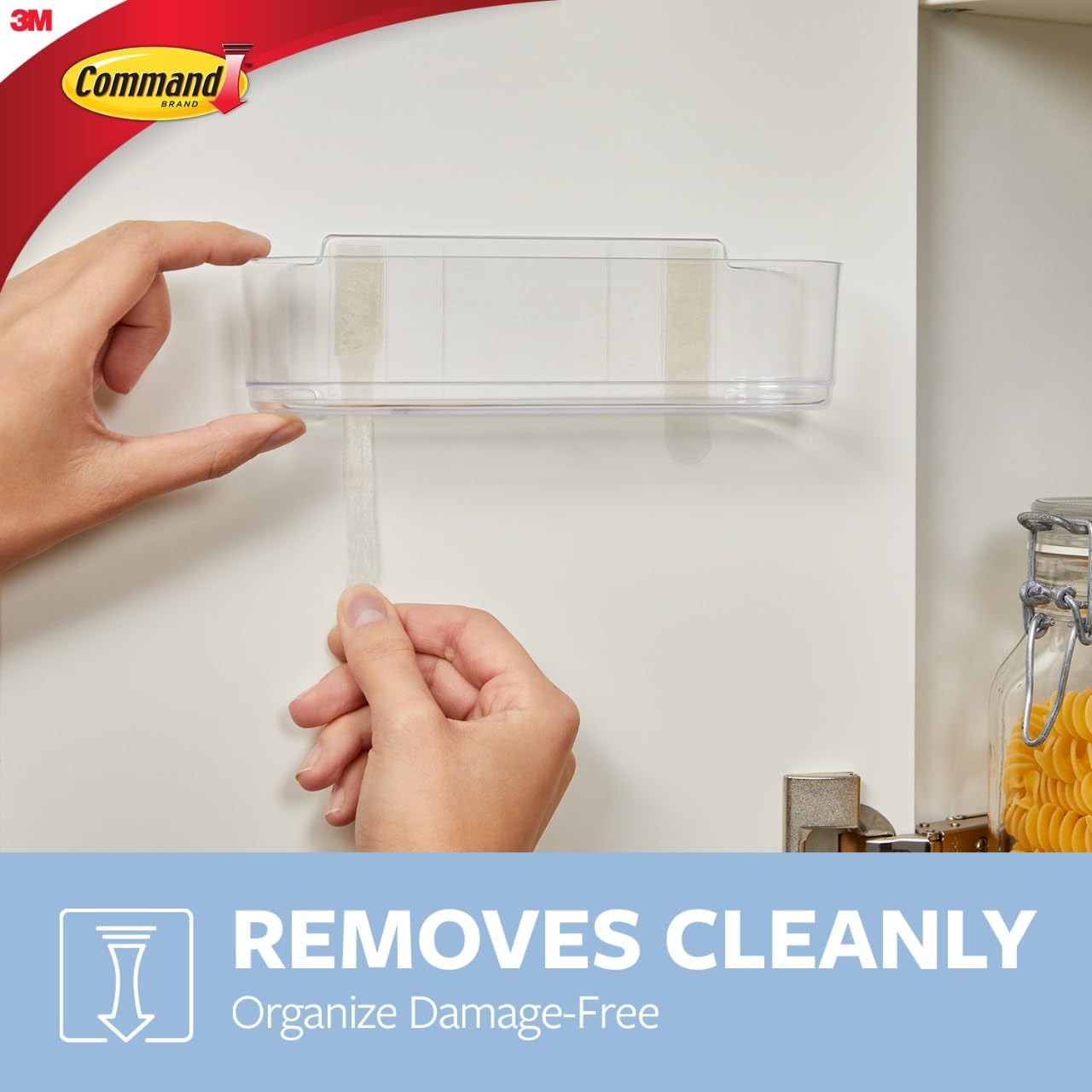 Command Medium Caddy, Holds up to 2 lb, 7.5" x 2.1" x 2.1", 1 Caddy with 4 Command Strips, Damage Free Organization Wall Mount to Cabinet, Kitchen, Pantry, Closet, or Under Sink