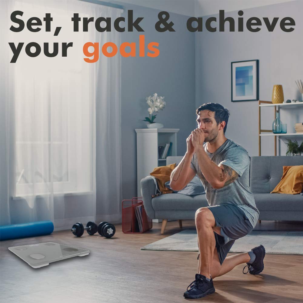 KONQUEST Smart Scale for Body Weight, Digital Bathroom Scale BMI Weighing Bluetooth Body Fat Scale, Body Composition Monitor Health Analyzer with Smartphone App, 400 lbs - Cool Gray