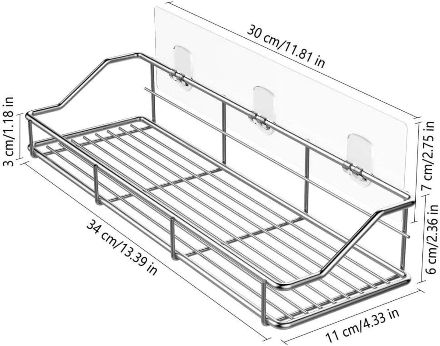 ODesign Adhesive Bathroom Shelf Organizer Shower Caddy Kitchen Spice Rack Wall Mounted No Drilling SUS304 Stainless Steel Rustproof