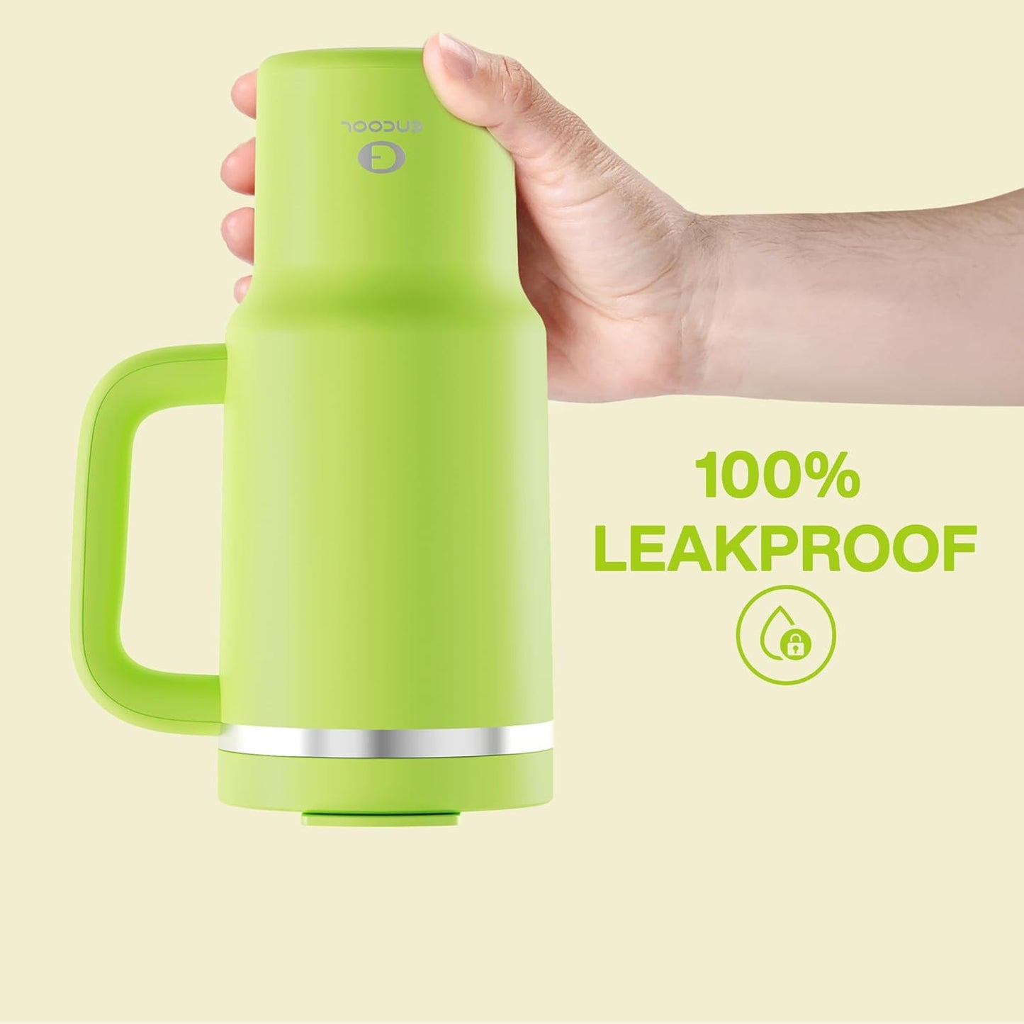 32 oz Tumbler with Handle and Straw: Stainless Steel Insulated Tumbler Keeps Cold for 24 Hours, Leakproof Travel Cup Fits in Cup Holder and BPA-Free,Sharp Green