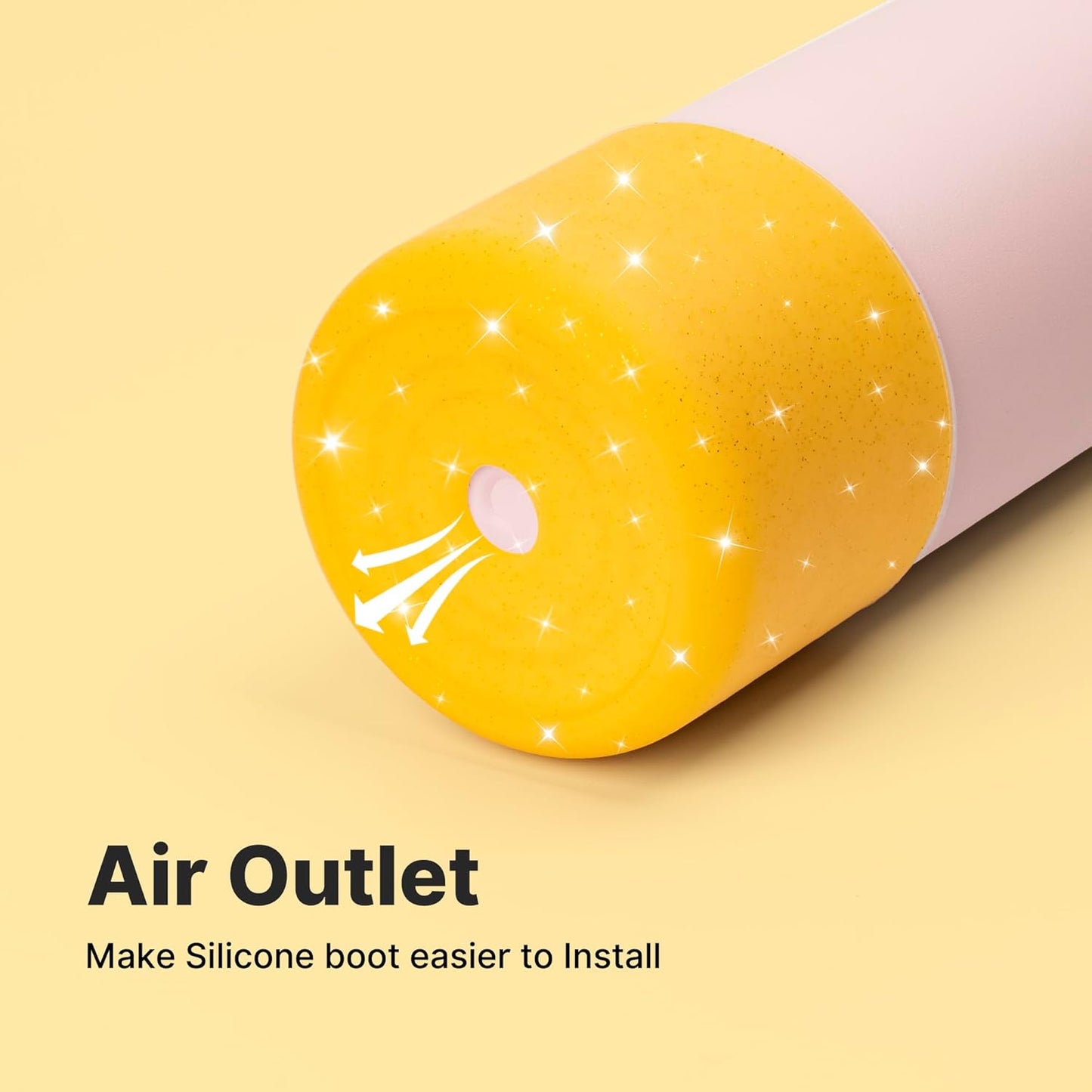 Silicone Water Bottle Boot for Owala 40 oz, Anti-Slip Protective Sleeve for Owala Twist & FreeSip & Flip Stainless Steel Water Bottle, Boot Bottom Base (Glitter Yellow)