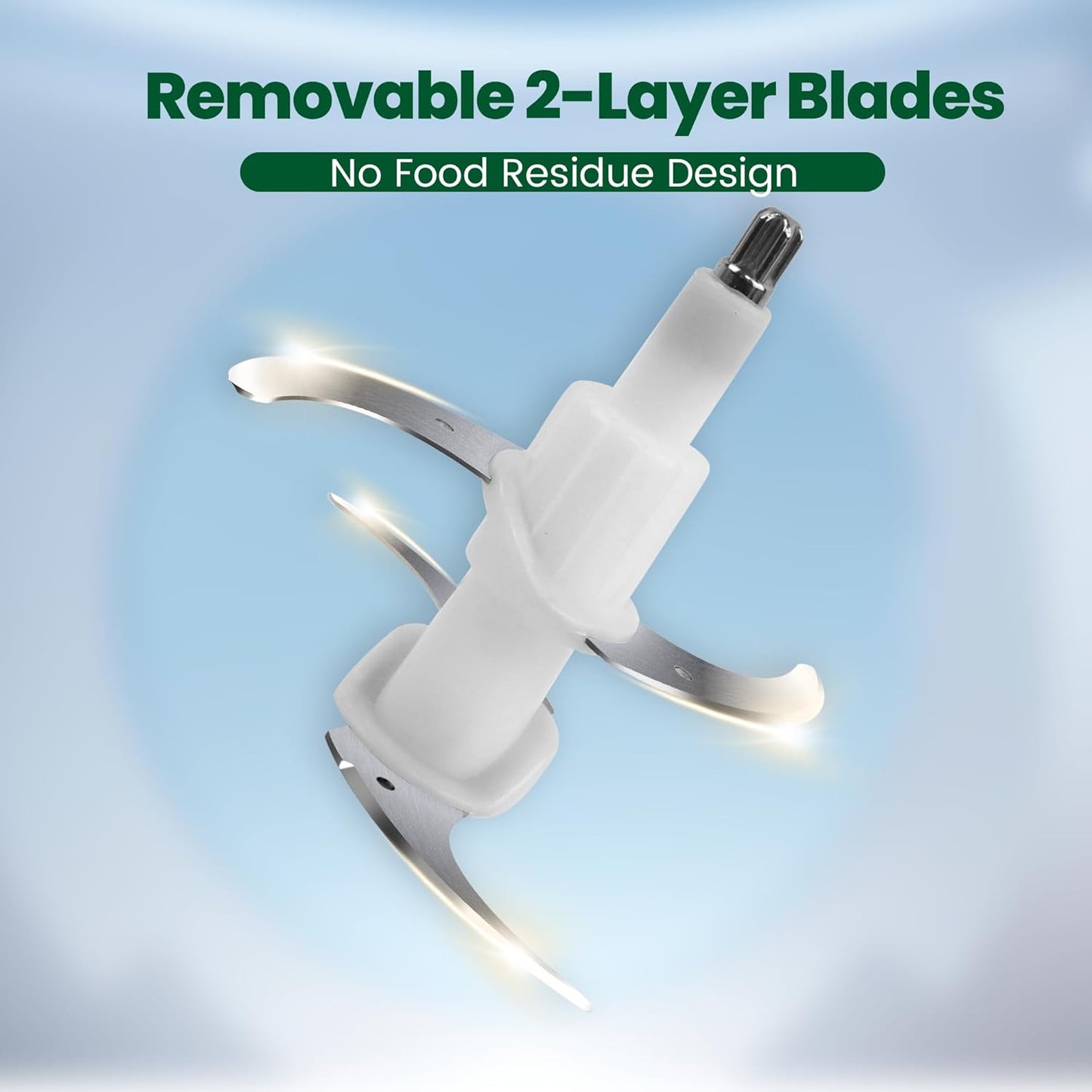 Electric food processor vegetable chopper 500W 2x8cup bowls 2 bi-layer 4 blades Small Food chopper ideal as Electric Meat grinder for home use,Mincing,chopping for kitchen aid,baby foot,pet food