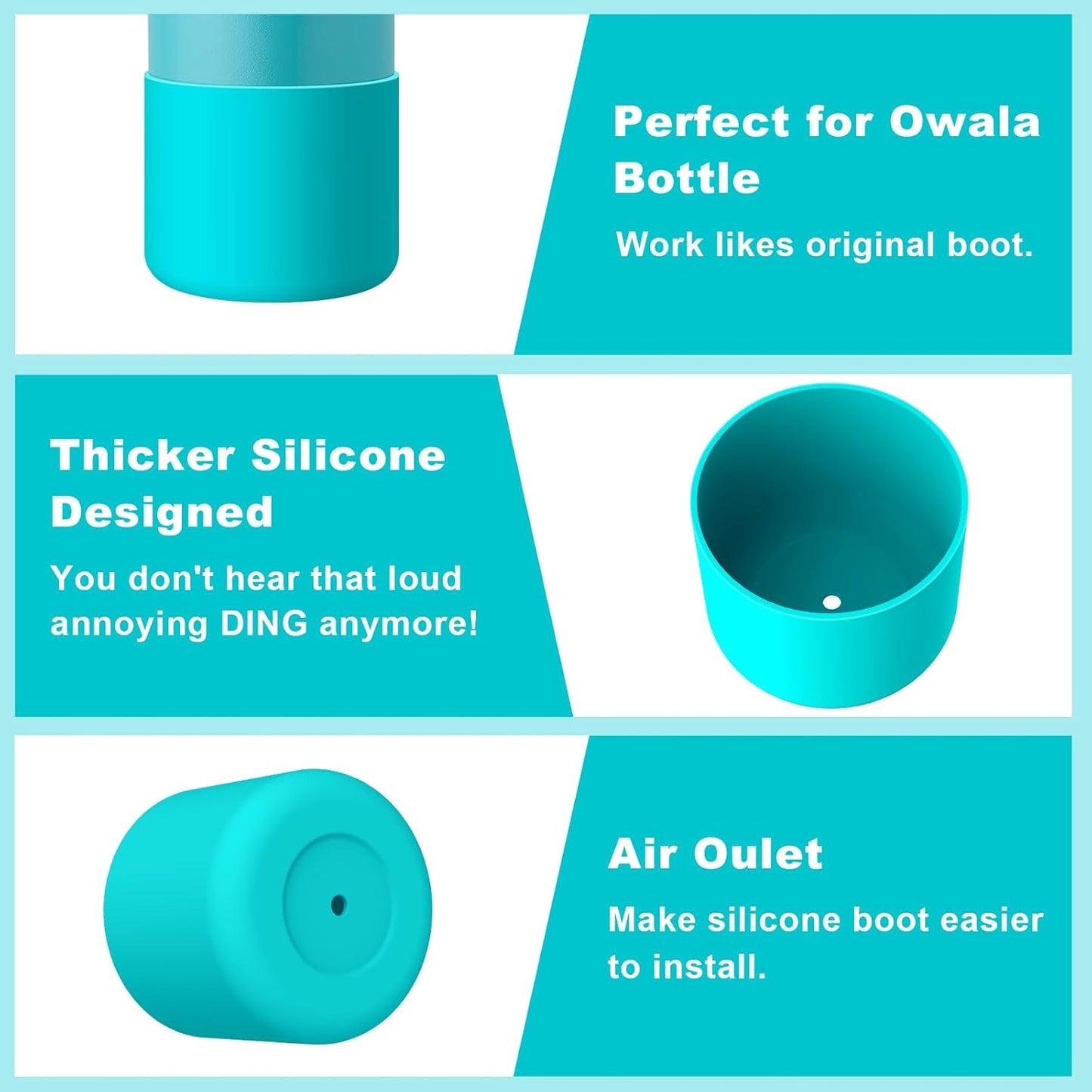 2PCS Silicone Water Bottle Boot for Owala 24oz 32oz 40oz, Protective Bottom Bumper Anti-Slip Sleeve for FreeSip, Twist, and Flip Stainless Steel Bottles, Dishwasher Safe and BPA Free