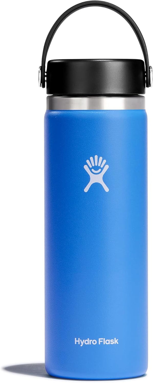 Hydro Flask Water Bottle - Insulated Stainless Steel - Wide Mouth Flex Lid, Non Spill, Leakproof and Refillable in 20 Oz