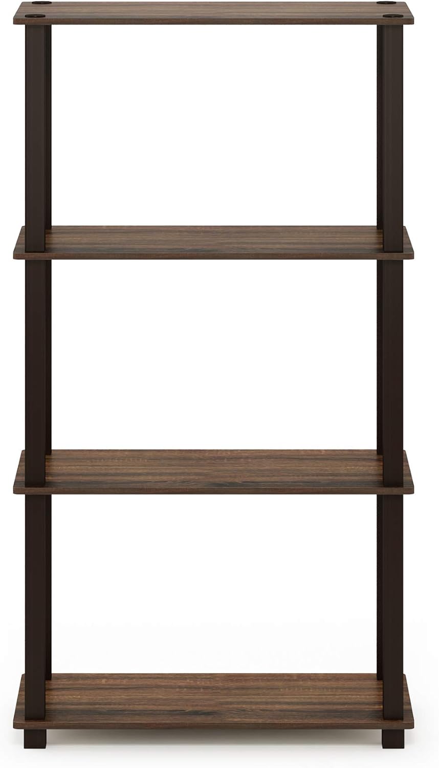 Furinno Turn-N-Tube 4-Tier Multipurpose Shelf Display Rack, Square Tube, Walnut/Brown
