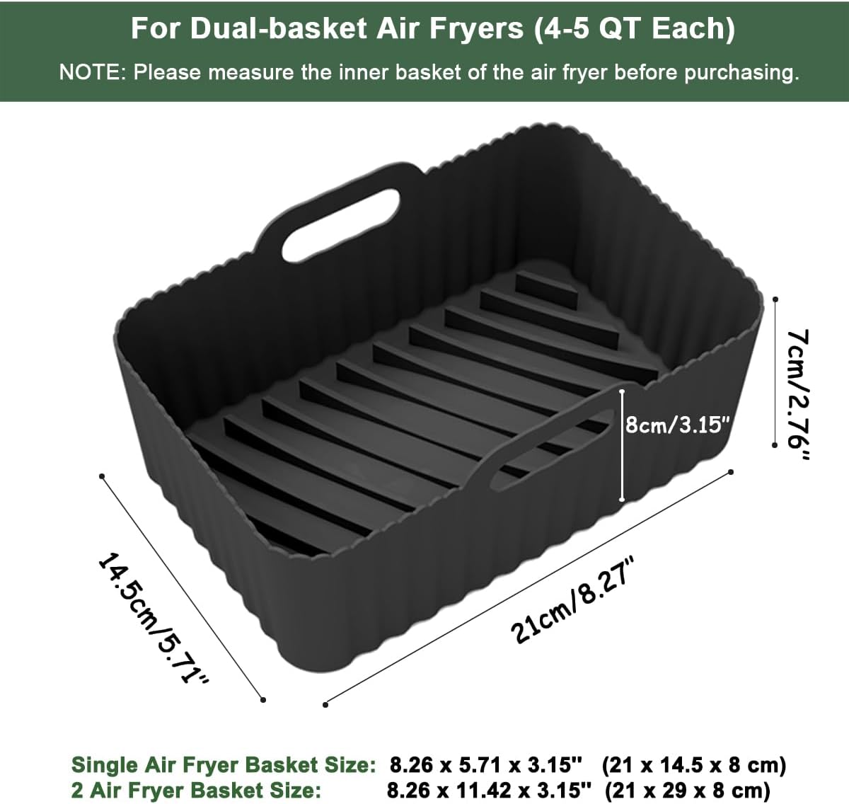 Ninja Silicone Air Fryer Liner 2Pack, 9-10QT Chefman Air Fryer Accessories, Reusable Air Fryer Basket for Ninja Foodi Max Dual Zone AF400 AF300 DZ201 Double Stack XL SL401