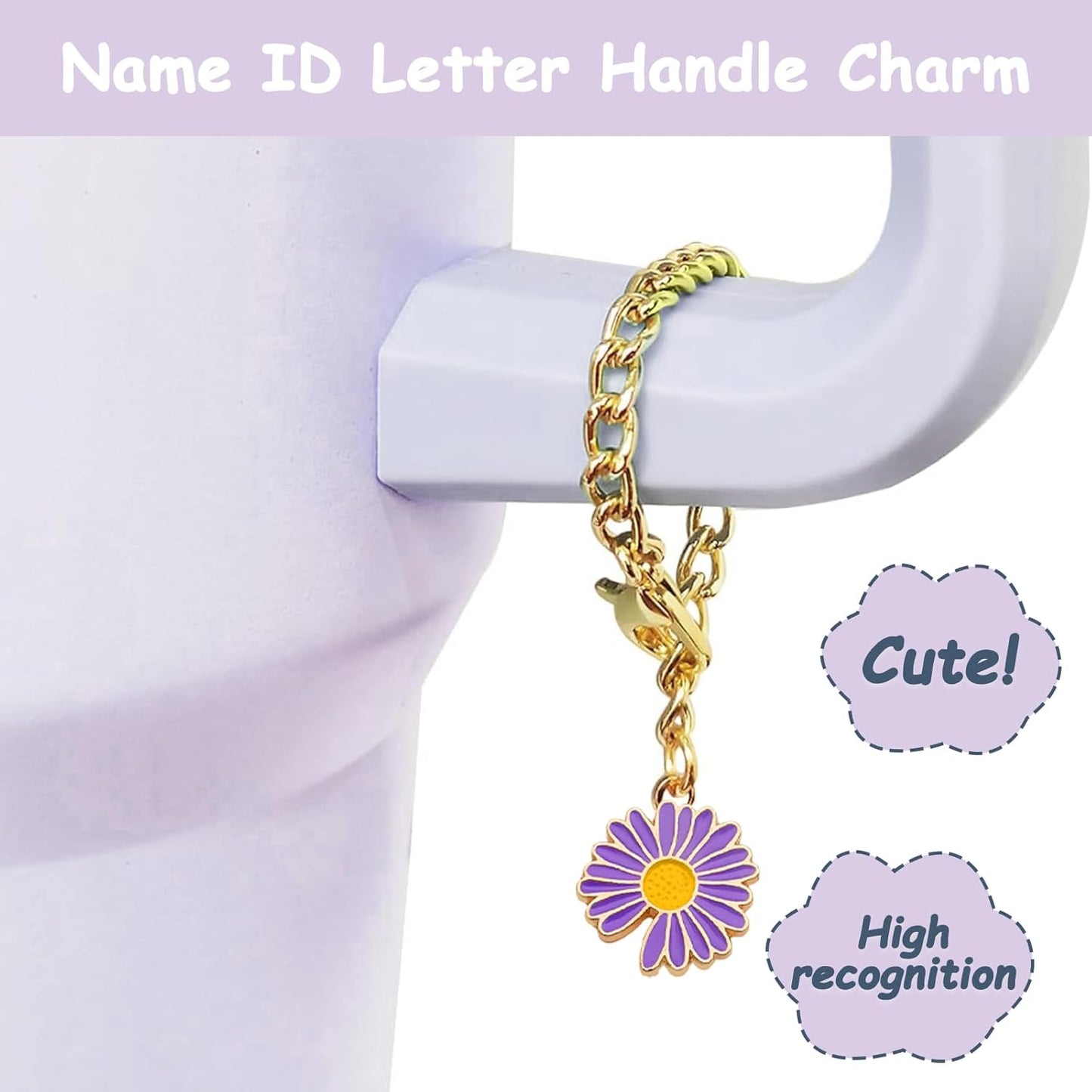 Stanley Cup Accessories Set,Including 2 Pcs 0.4in Straw Cover, 1 Silicone Spill-Proof Stopper Set of 3, 1 Cute Purple Flower Handle Charm, 1 Silicone Boot Fits Stanley 40&30 Oz Tumbler (Purple)