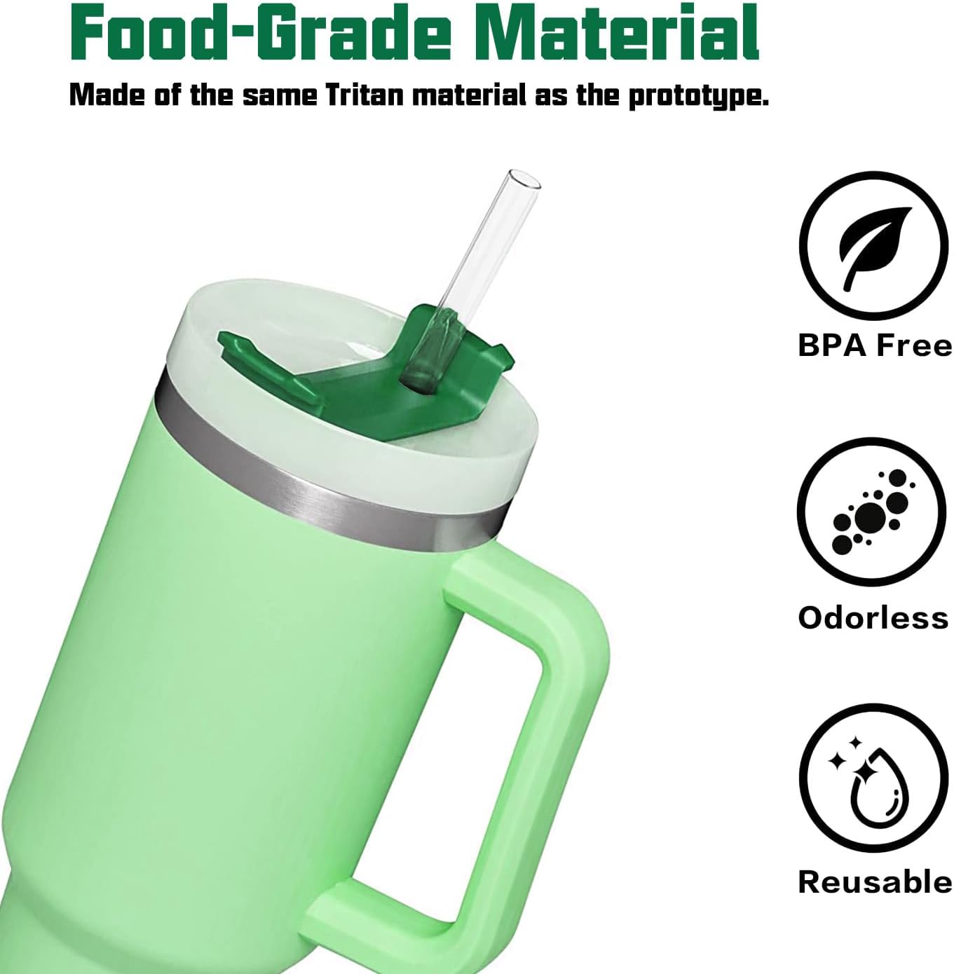 10 Pcs Replacement Straws Compatible with Stanley 40 oz 30 oz 64 oz Cup Tumbler, Reusable Plastic Straws with Cleaning Brush, Compatible with Stanley Adventure Travel Tumbler（12inch Long）