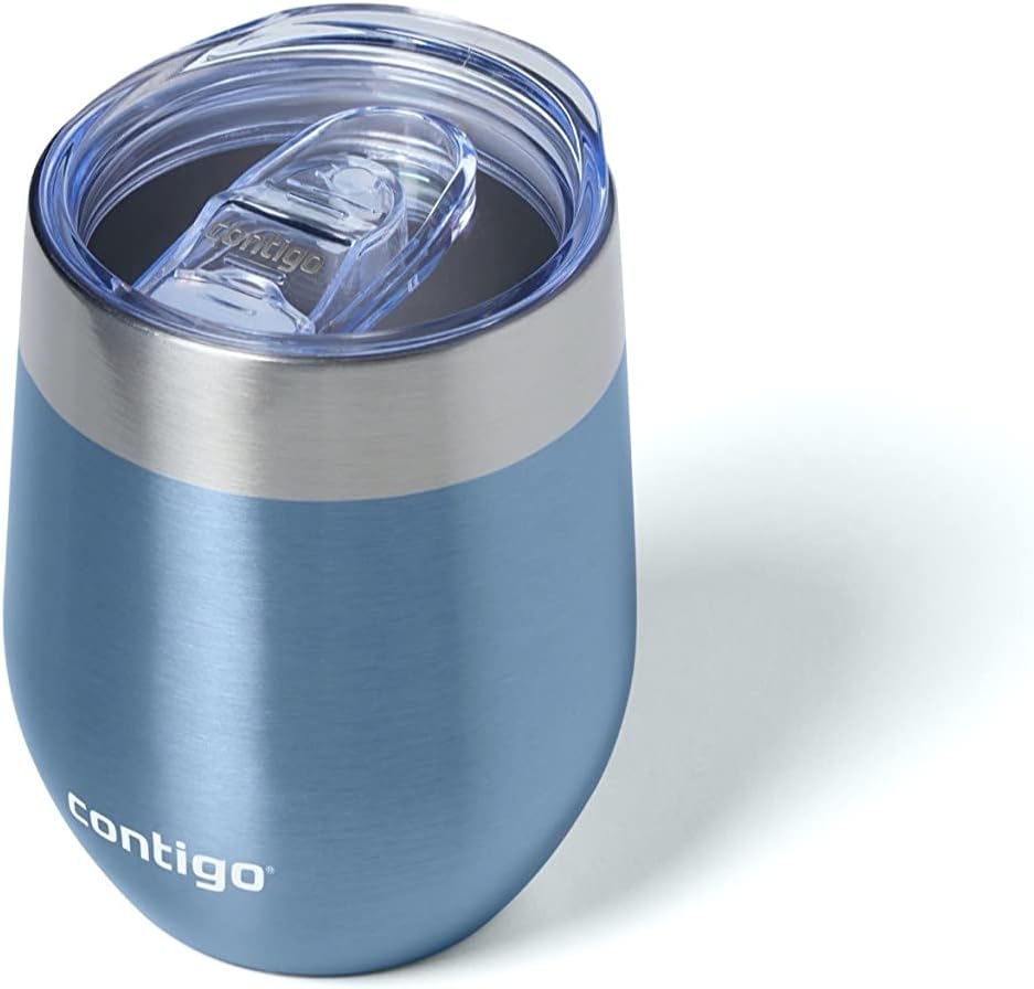 Contigo River North Stainless Steel Wine Tumbler with Splash-Proof Lid, 12oz., 2 Pack, Dark Ice & Stainless Steel