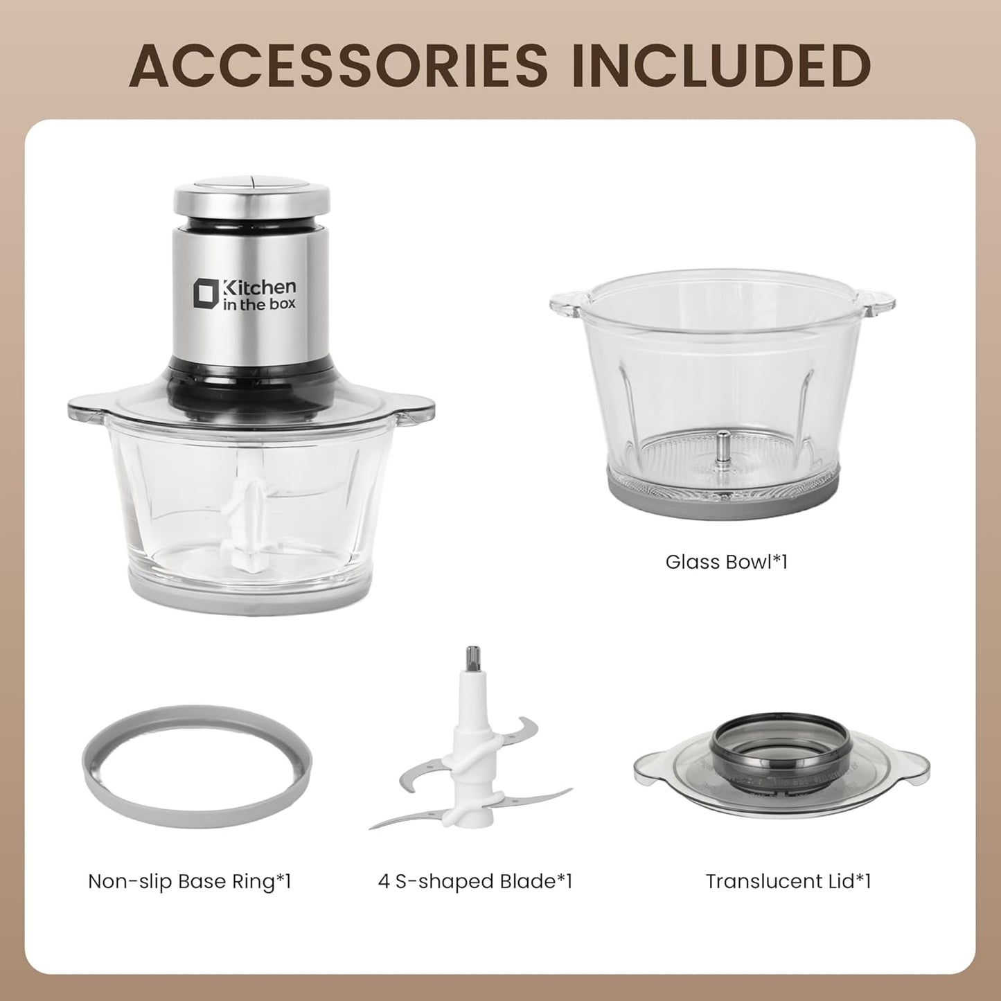 Kitchen in the box Mini Food Processor, Electric Meat Grinder & Food Chopper with 400W Powerful Veggie Chopper-One 3 Cup Bowl & S Blades for Meat/Fish/Vegetable/Baby Food