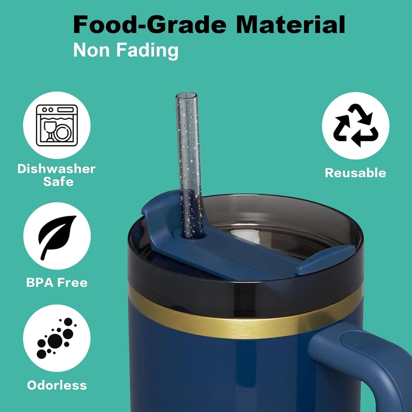 6 PCS Replacement Straws for Stanley|Simple Modern|Owala 40 oz 30 oz 20 oz 14 ozTumbler, Reusable Color Drinking Straws with Cleaning Brush for Stanley Cup Accessorie，BPA Free, Dishwasher Safe