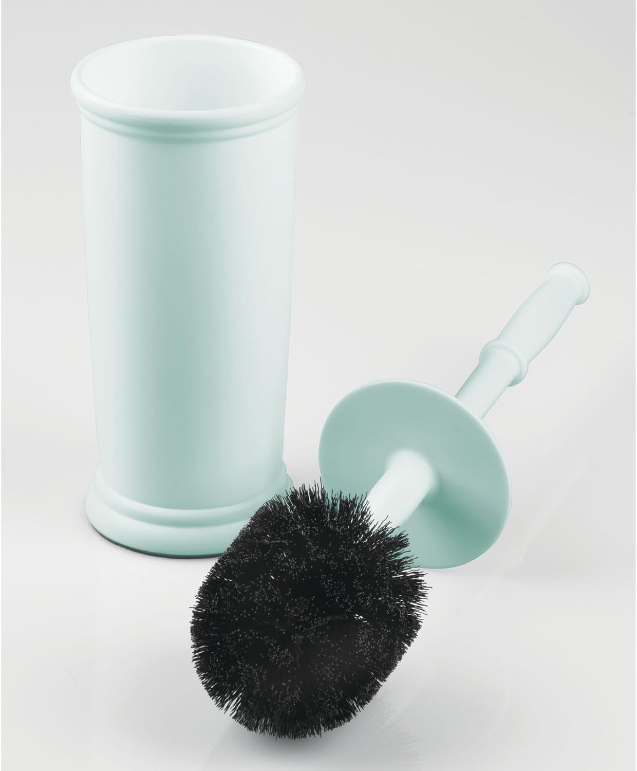 mDesign Toilet Bowl Brush and Holder - Covered Bathroom Toilet Brush - Standing Toilet Bowl Scrubber in Modern Holder - Space Saving, Deep Cleaning Brush for Toilet - Hyde Collection - Mint Green