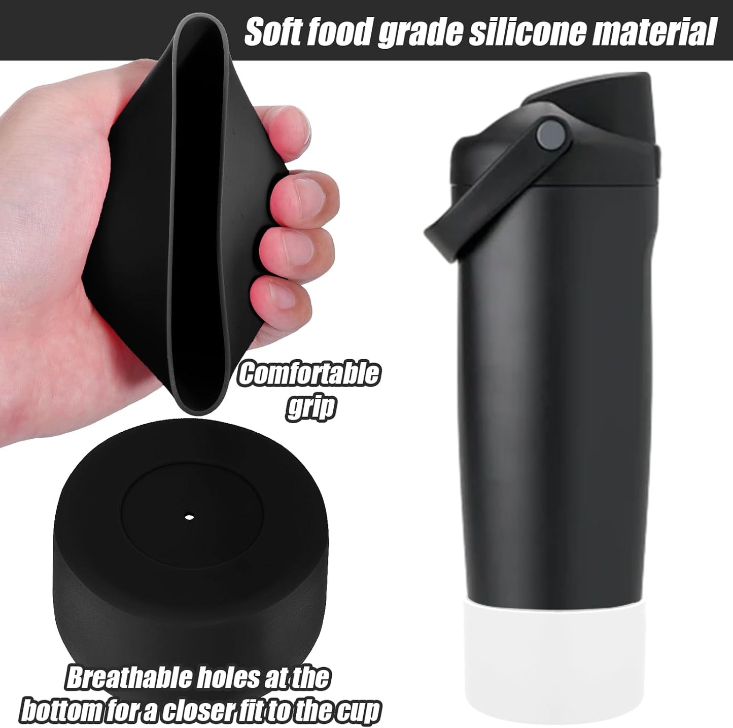 Mity rain 2PCS Protective Silicone Boots for Owala 30oz & 40oz FreeSip Sway Bottles & Tumblers - Accessories for owala, Enhances Stability & Prevents Scratches (Black & White)