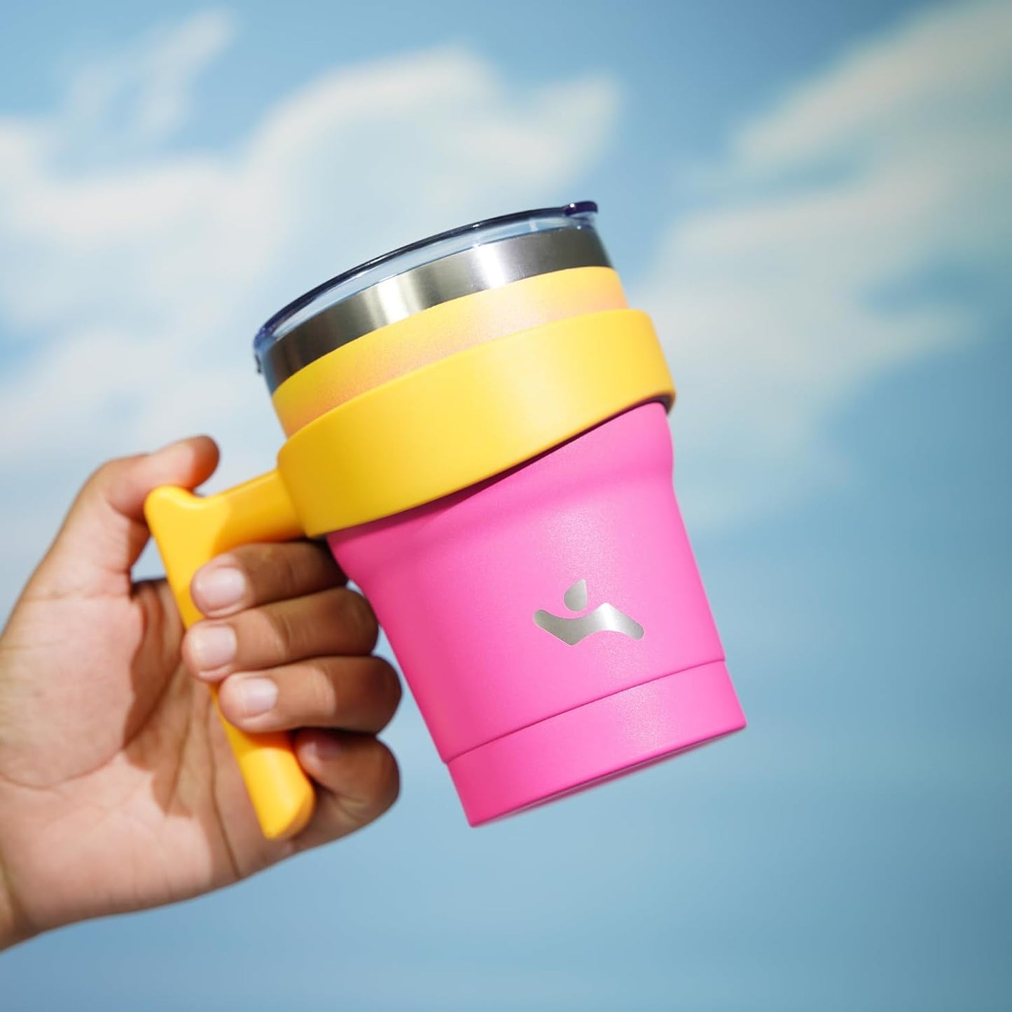 10 oz Tumbler with Handle and 2 Straw 2 Lid, Insulated Water Bottle Stainless Steel Vacuum Cup Reusable Travel Mug,Rainbow