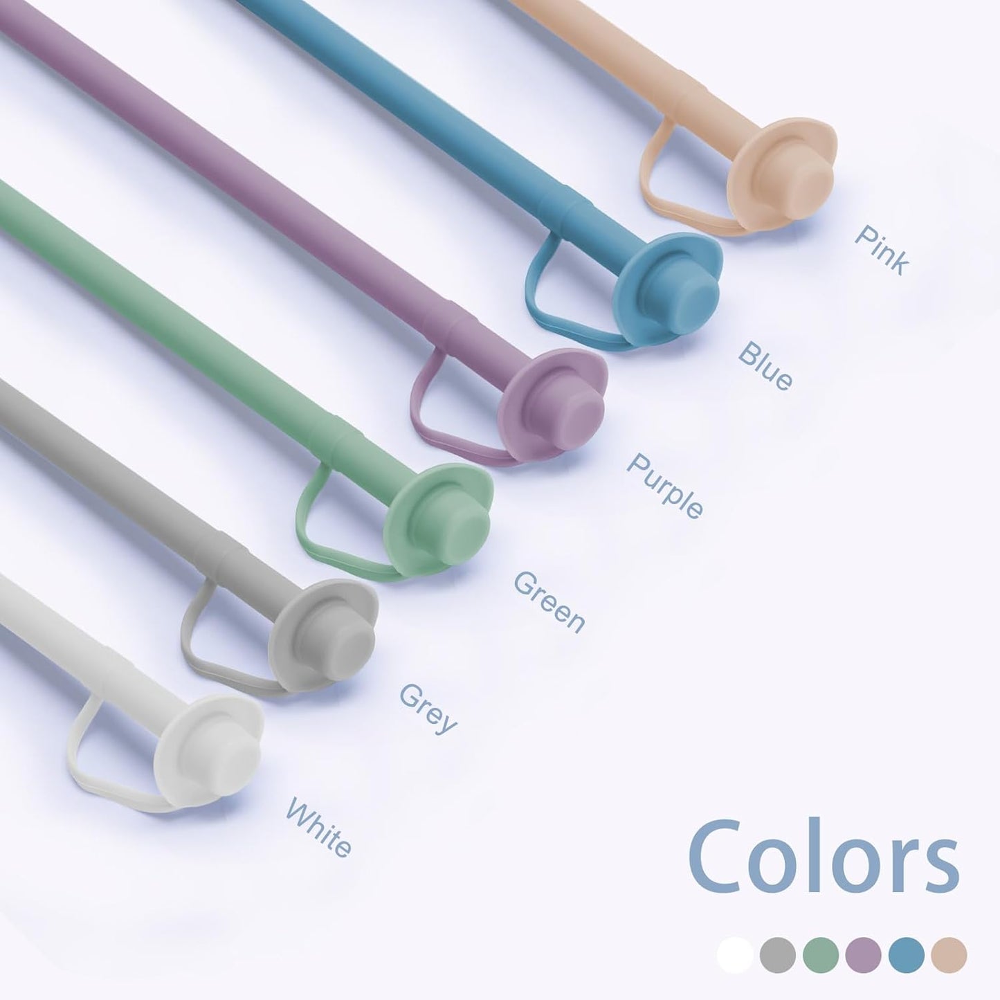 2PCS Reusable Silicone Straws with Cover, Bite-Safe, 12”Long Collapsible Drinking Straws for Stanley Owala Cups, Tumblers & Travel – Trim to Fit Any Cup (Blue)