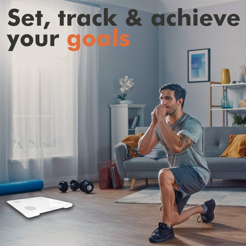 KONQUEST Smart Scale for Body Weight, Digital Bathroom Scale BMI Weighing Bluetooth Body Fat Scale, Body Composition Monitor Health Analyzer with Smartphone App, 400 lbs - White