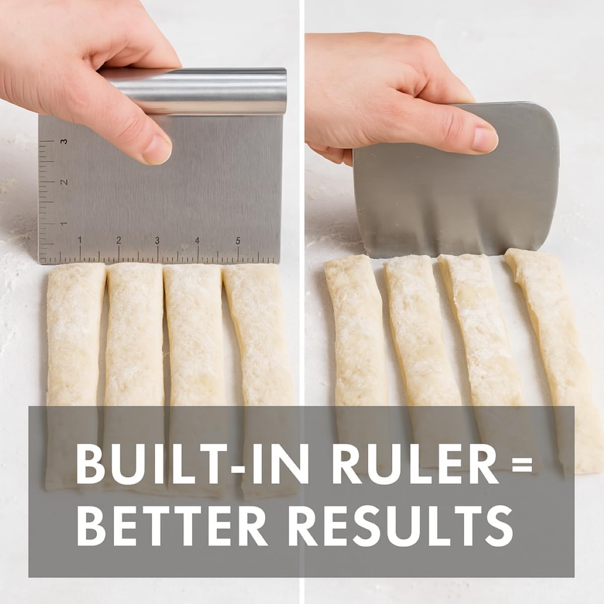 Mrs. Anderson's Baking Pastry Dough Cutter Scraper with Measurements, Stainless Steel