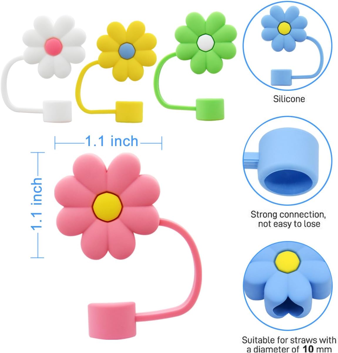 Stanley Cup Straw Cover Cap, Silicone Topper 10 mm, Reusable Tips, Accessories