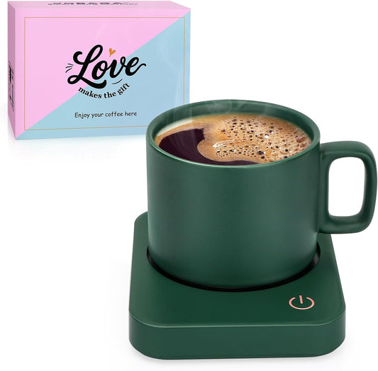 VOBAGA Mug Warmer Set, Coffee Warmer for Desk with 11oz Ceramic Mug, Auto Shut Off & 3-Temp Settings, Smart Coffee Cup Warmer, Home Office Essentials Coffee Set(Mug Included)