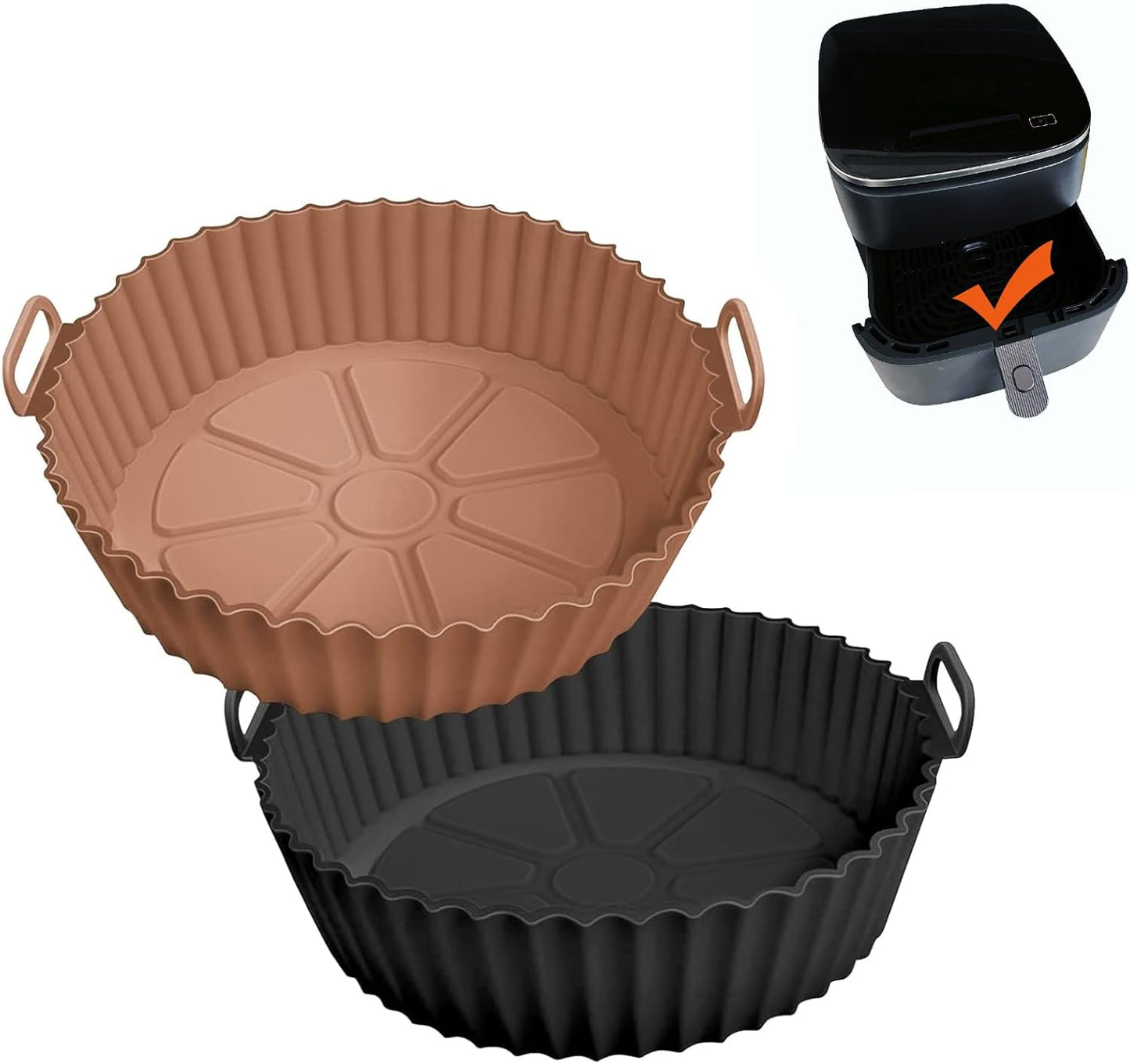 Solala 2 Pack Air Fryer Silicone Liners for 5 QT orBigger (Brown+Black)