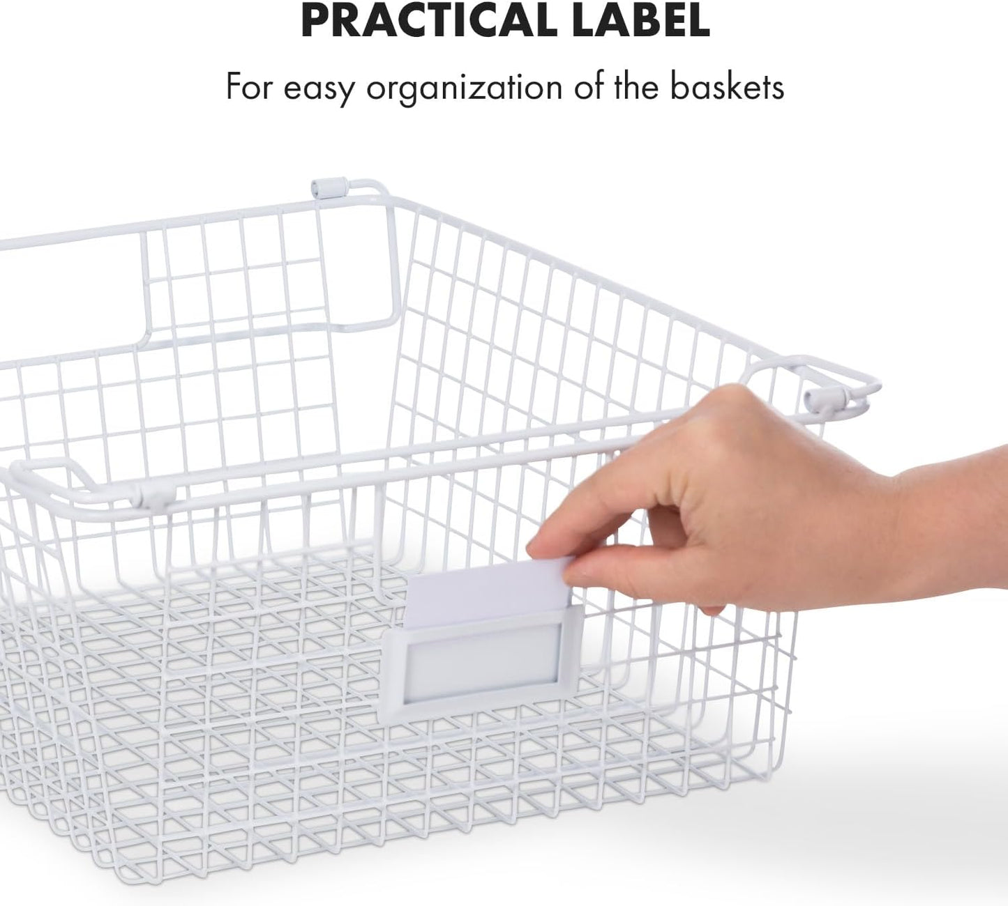 Granrosi Extra Large Stackable Wire Baskets for Organizing — Set of 2 White Wire Storage Baskets with Handles; Snacks & Chips Organizer for Pantry; XL Metal Storage Bins for Pantry