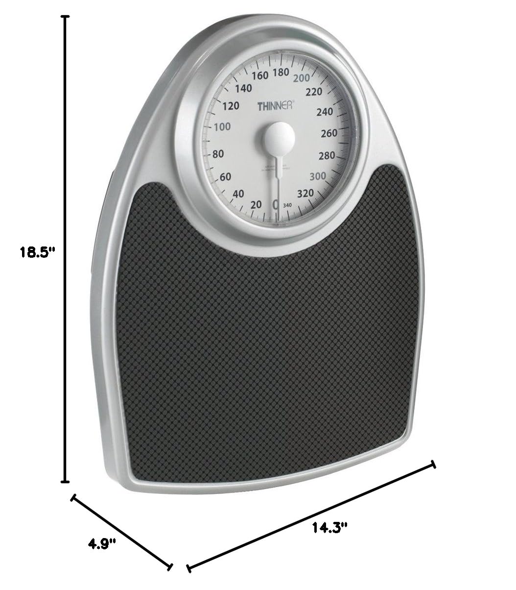 Thinner by Conair Scale for Body Weight, Analog Bathroom Scale in Black