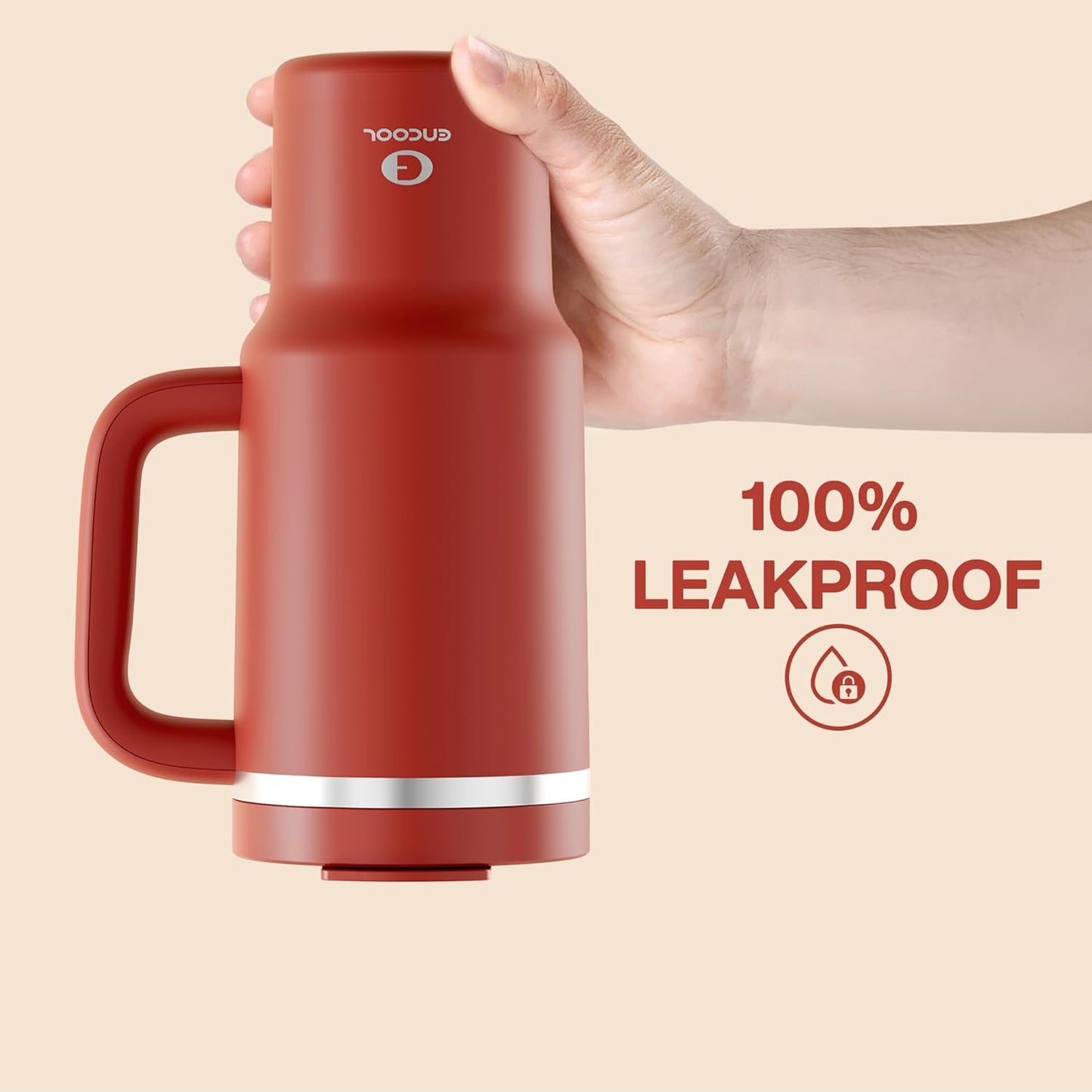 32 oz Tumbler with Handle and Straw: Stainless Steel Insulated Tumbler Keeps Cold for 24 Hours, Leakproof Travel Cup Fits in Cup Holder and BPA-Free,Medium Carmine