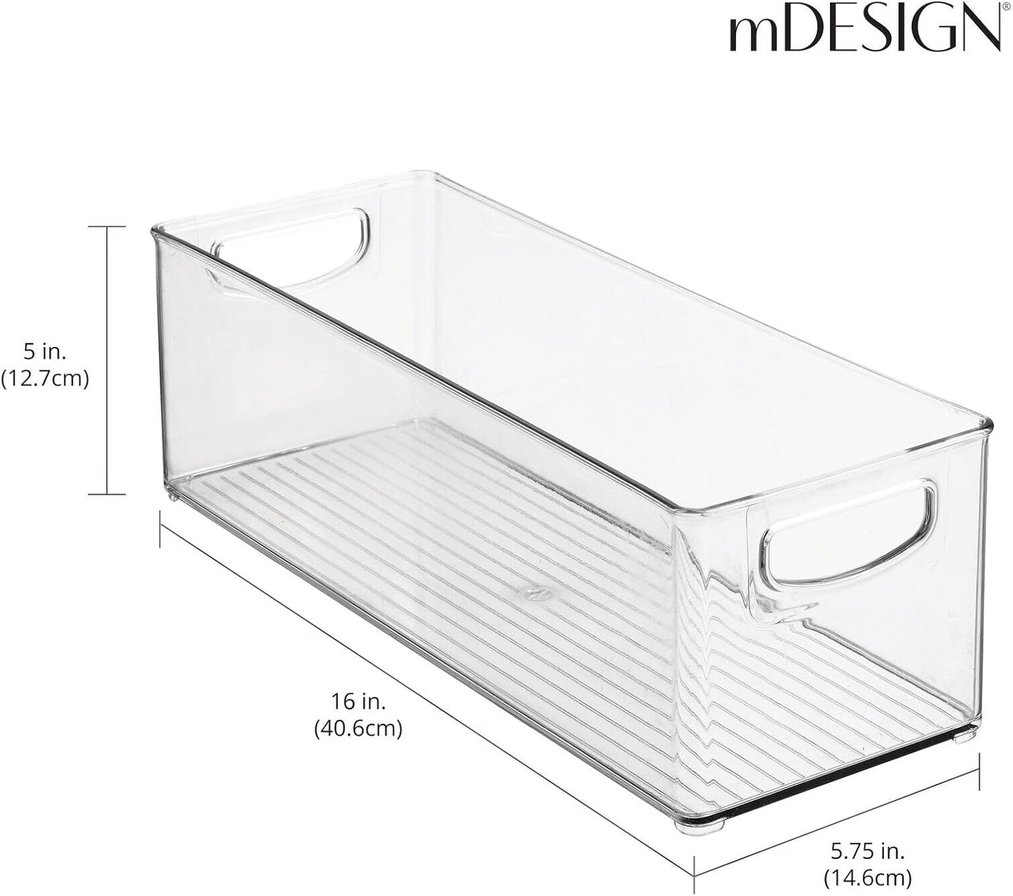 mDesign Plastic Baby Room Organizer Bin - Modern, Stackable Storage Container Box with Handles for Organizing Toys - Small Clothes and Accessories Holder - Ligne Collection - 2 Pack - Clear