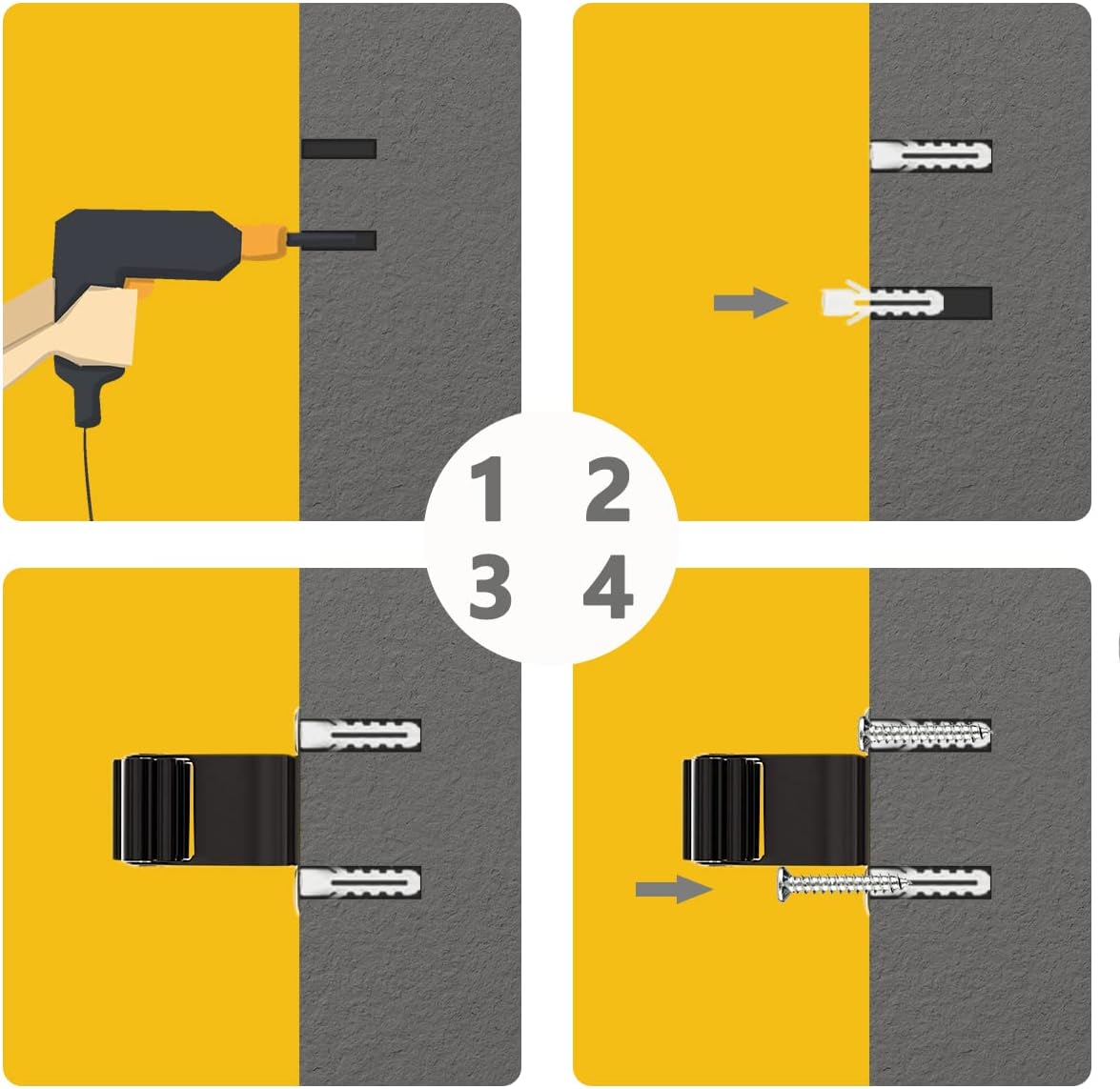 Verdenu 10 Pack Broom Holder Wall Mount, Mop and Broom Holder Wall Mount, Stainless Steel Command Mop Holder with Screws, Garden Tool Storage Organizer for Kitchen, Home, Bathroom, Garage, White