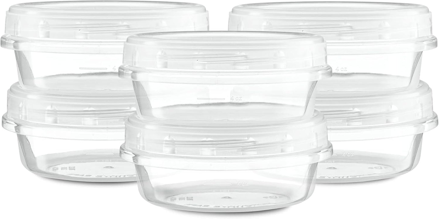 (8 Ounce 10 Pack) Clear Twist cap Containers with Clear Top Screw on Lids Twist Top Food Storage Freezer Containers