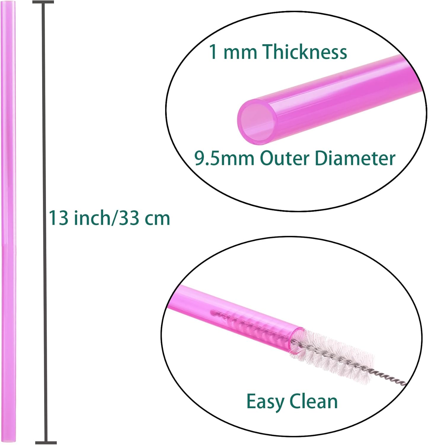 Dakoufish Replacement Straw for Stanley|Owala|Simple Modern 40oz 30oz Tumbler,10 Pack 13 Inch Reusable Straws With Cleaning Brush for Stanley Cup Accessorie,BPA Free,Dishwasher Safe (Mix color)